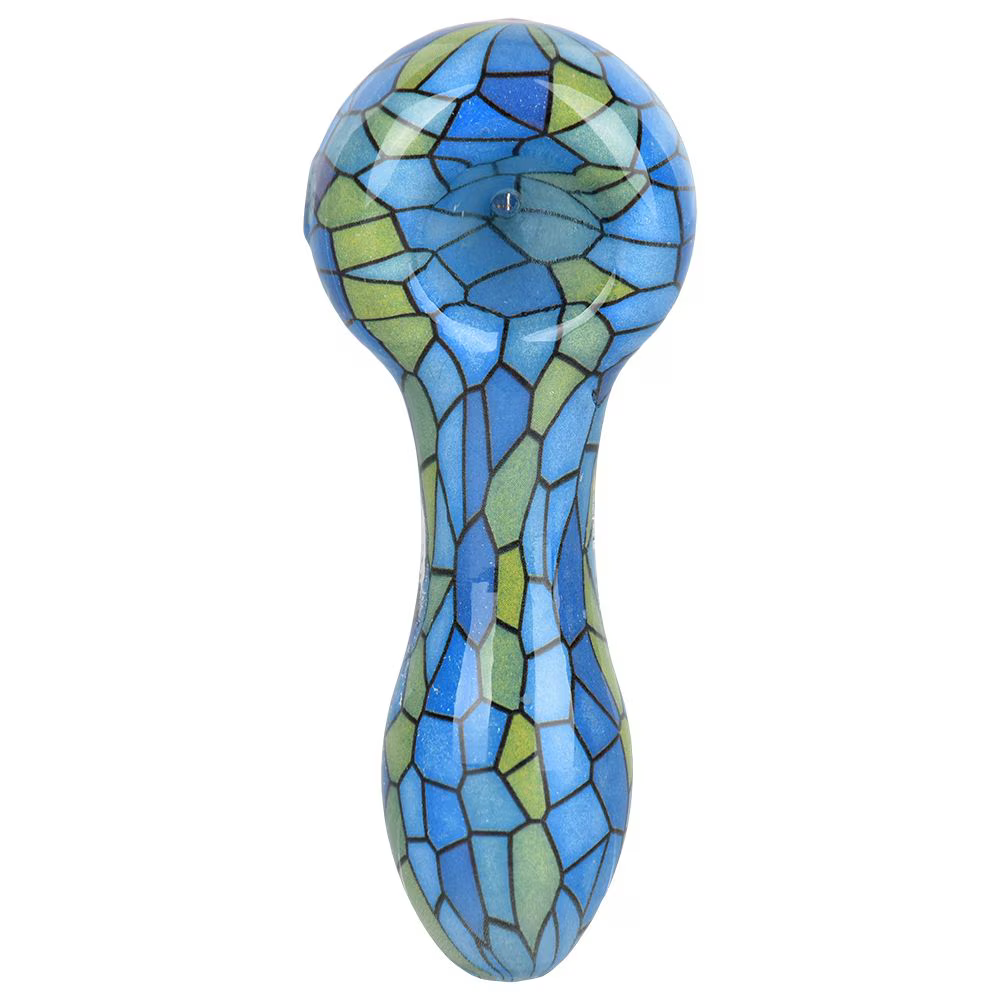 Mosaic Colorful Print Glass Spoon Pipe | 3.75" | Colors Vary