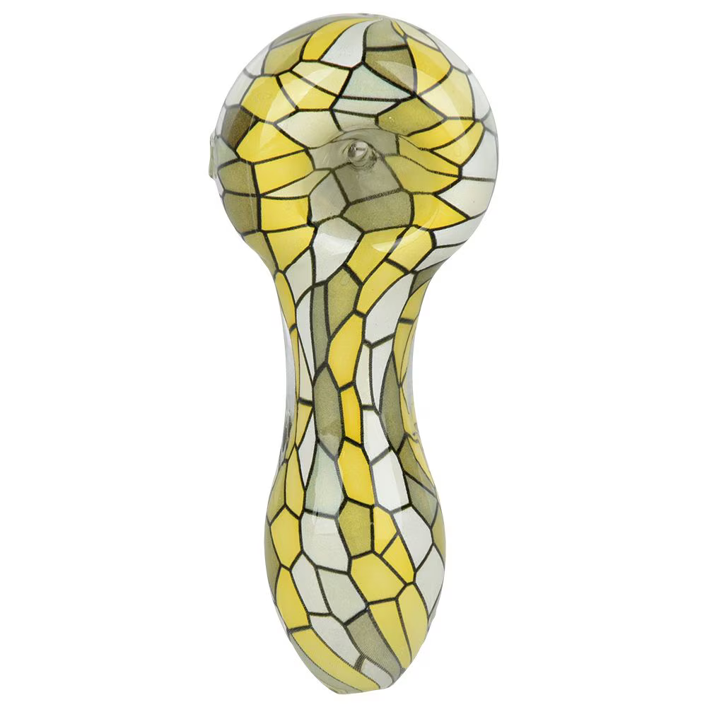Mosaic Colorful Print Glass Spoon Pipe | 3.75" | Colors Vary
