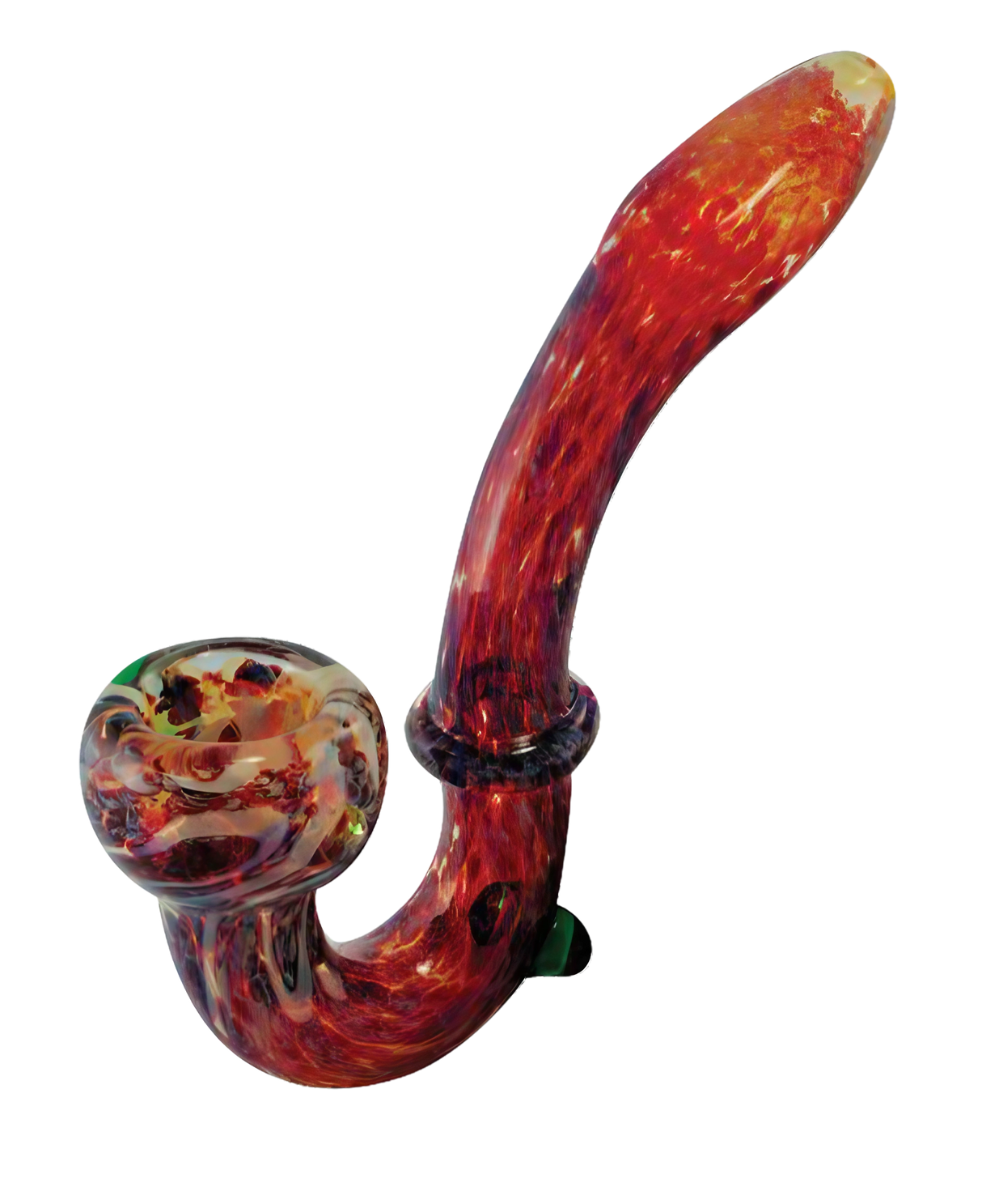 6" Multi-color Frit Glass Sherlock Hand Pipe for Dry Herbs, Borosilicate, Side View