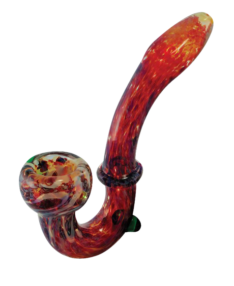 6" Multi-color Frit Glass Sherlock Hand Pipe for Dry Herbs, Borosilicate, Side View