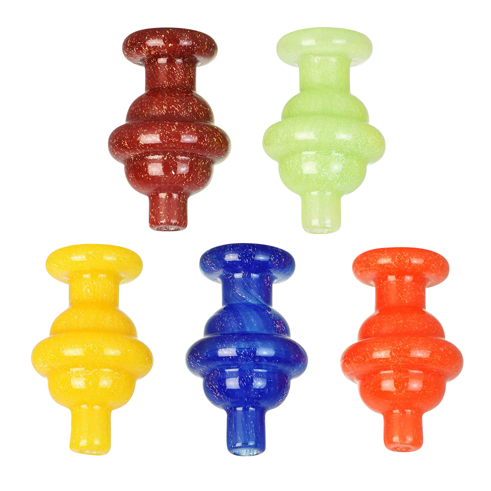 Assorted Multi Tiered Colored Carb Caps made of Heavy Wall Borosilicate Glass