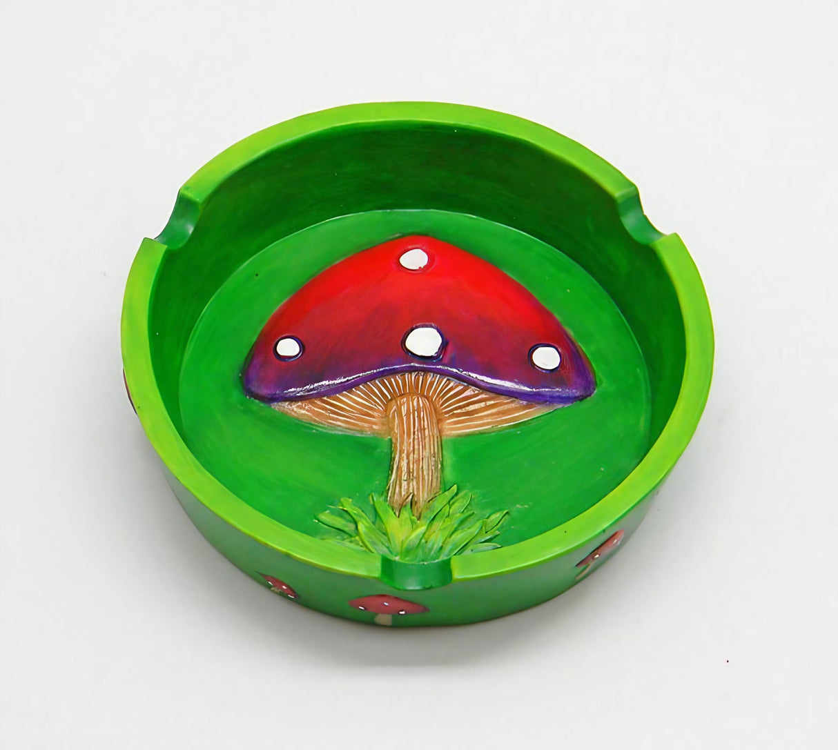 Mushroom Ashtray Polyresin 4.25" Diameter - Top View on White Background