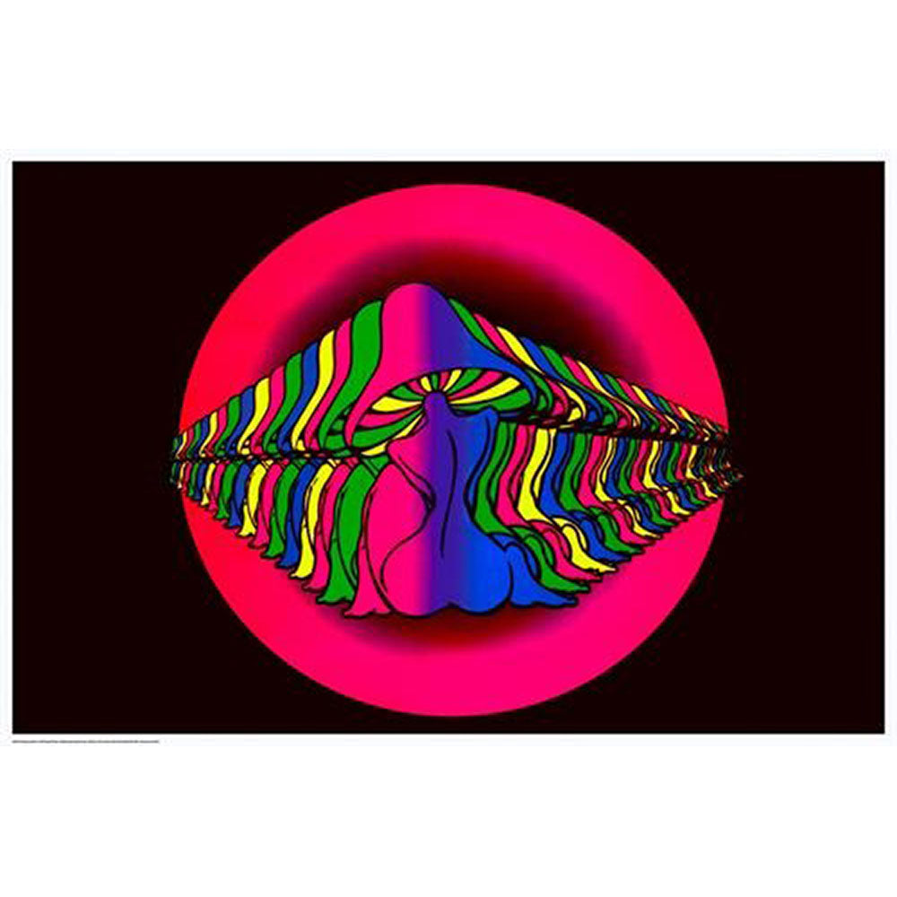 Mushroom Girl Blacklight Poster with UV Reactive Colors, 24" x 36" Front View