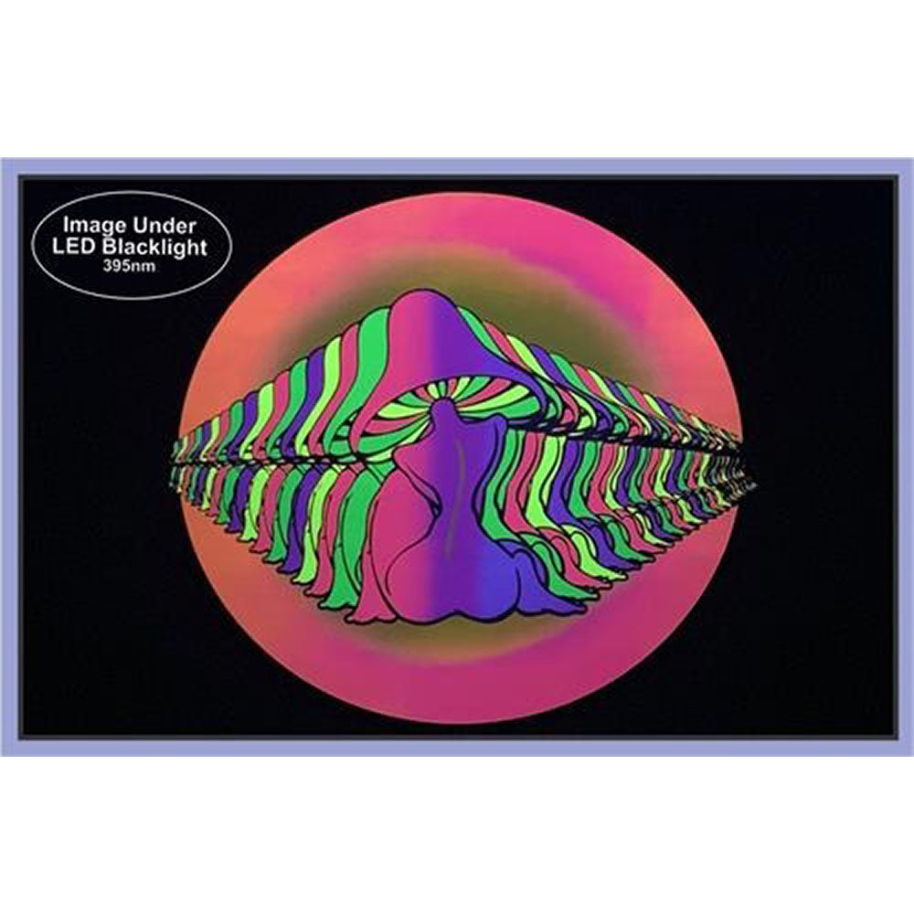 Mushroom Girl Blacklight Poster, UV Reactive, 24" x 36" for Home Decor
