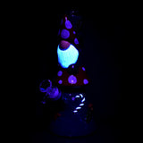 Mushroom Gnome Glass Water Pipe with Enamel Detailing - 9.5" Beaker Design Front View