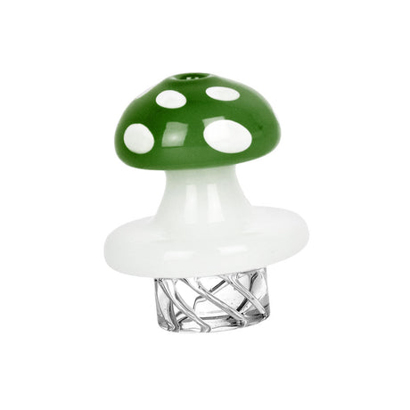 Mushroom Family Helix Carb Cap, 32mm Borosilicate Glass, Front View on White Background