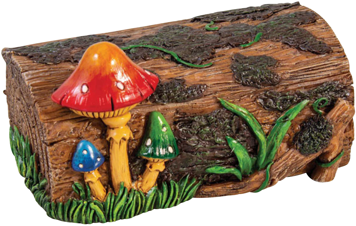 Mushroom Themed Polyresin Stash Box, Medium Size, for Dry Herbs - Front View