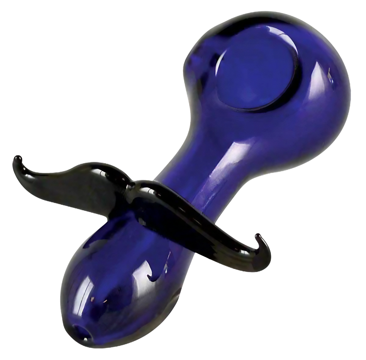 Borosilicate mustache-designed glass spoon pipe for dry herbs, 4.25" size, assorted colors
