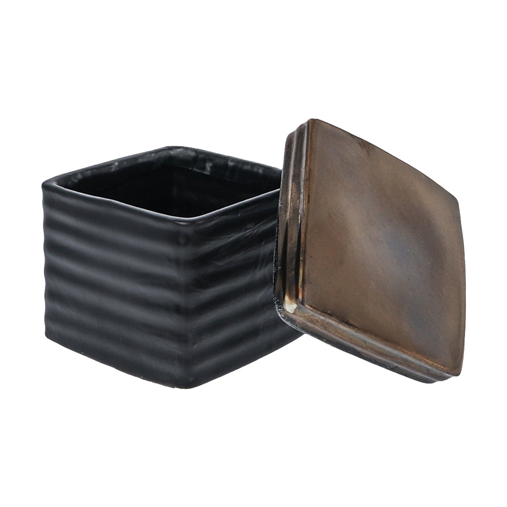 My Bud Vase "DeAngelo" Pipe - Black, angled view with open stash compartment