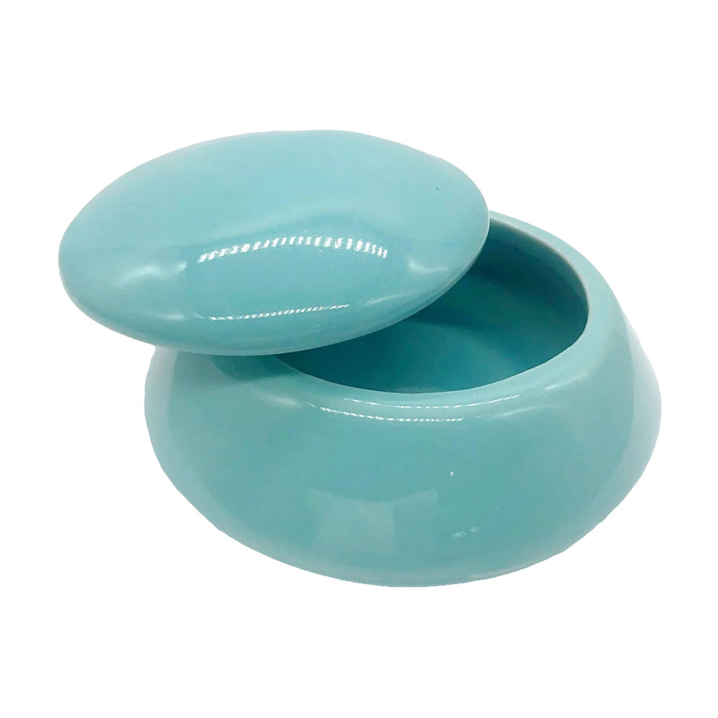 My Bud Vase Dome Stash Cache in Teal - Ceramic Storage Jar Open View on White Background