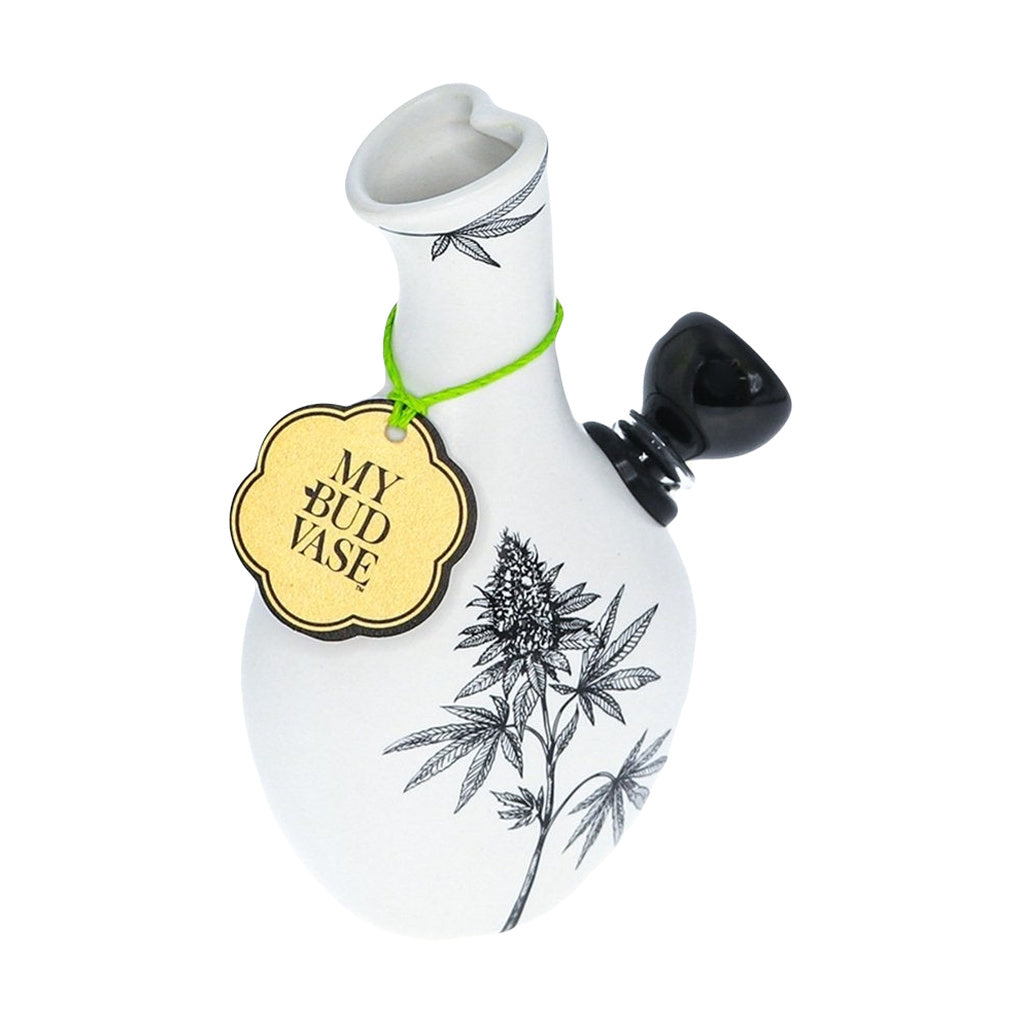 My Bud Vase "Love Bud" Bong with elegant floral design, front view on white background
