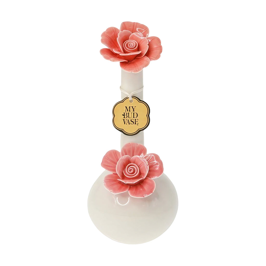 My Bud Vase "Rosette" Bong with elegant coral flower accents - front view on white background