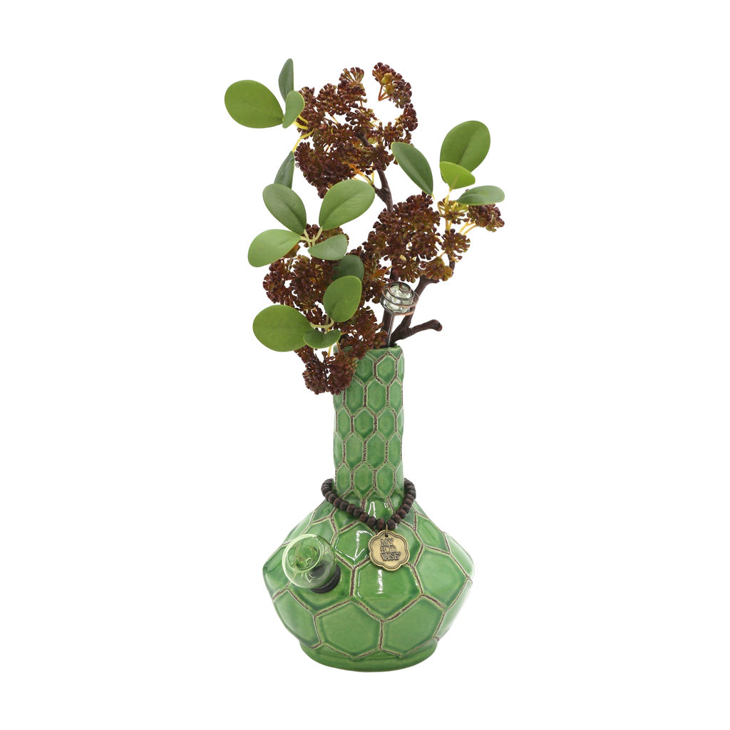 My Bud Vase "Turtle" Bong, 8" Ceramic with Deep Bowl, Front View on White Background
