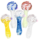 Assorted Mystery Swirled & Fritted Spoon Pipes in Borosilicate Glass, 3.5" Length, Top View