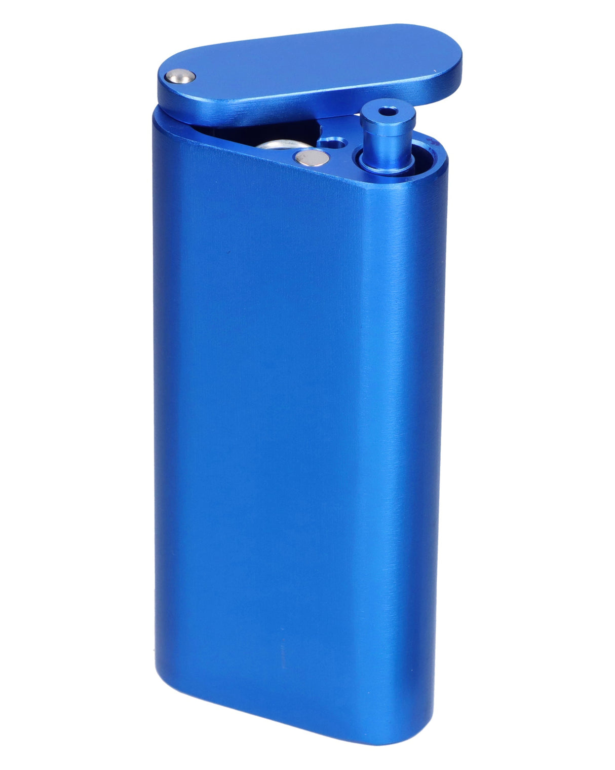 Navy Blue Dugout Kit with 4" One-Hitter Pipe, Portable and Compact Design, Front View