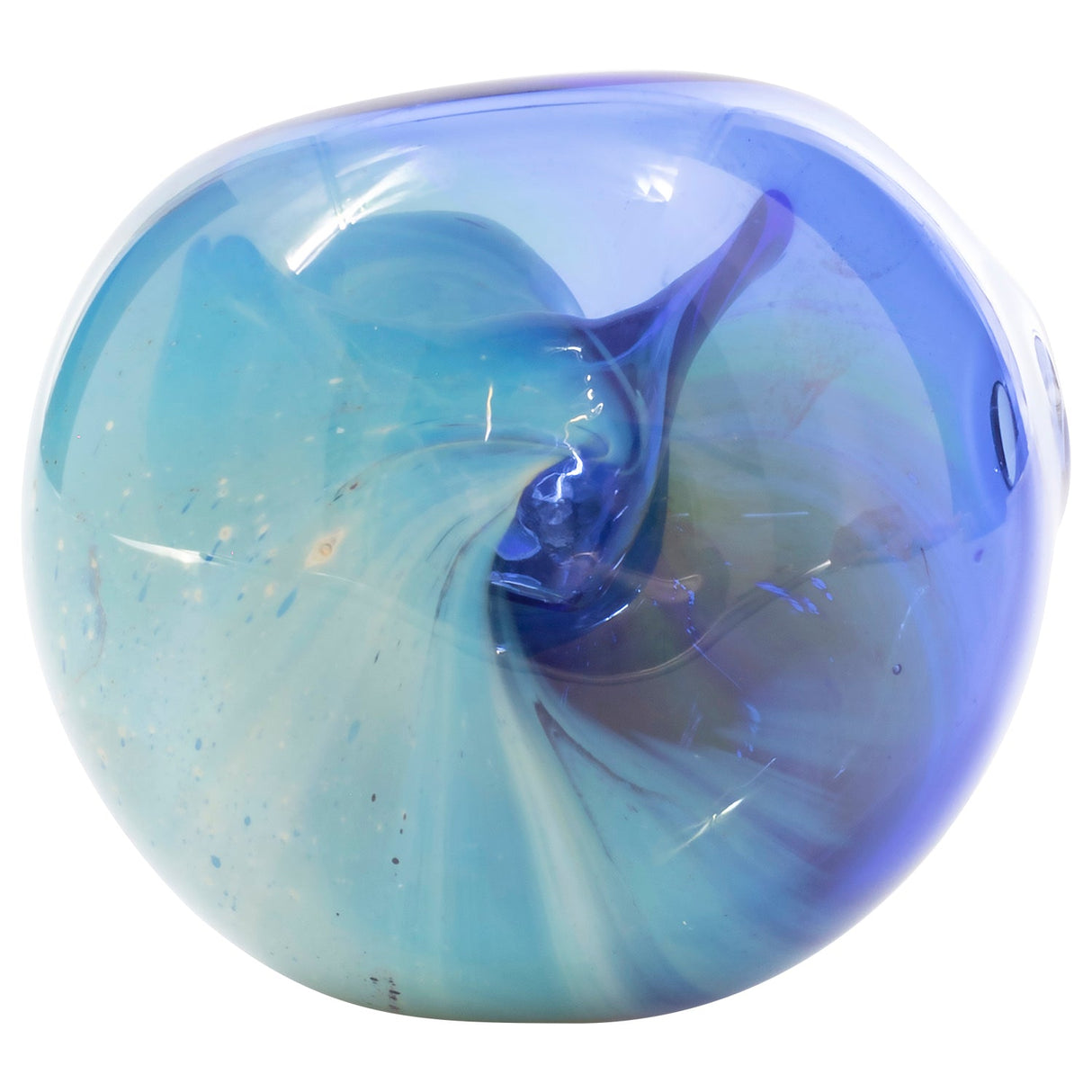 LA Pipes Nebula Spoon - Compact Borosilicate Glass Hand Pipe with Swirl Design - Top View