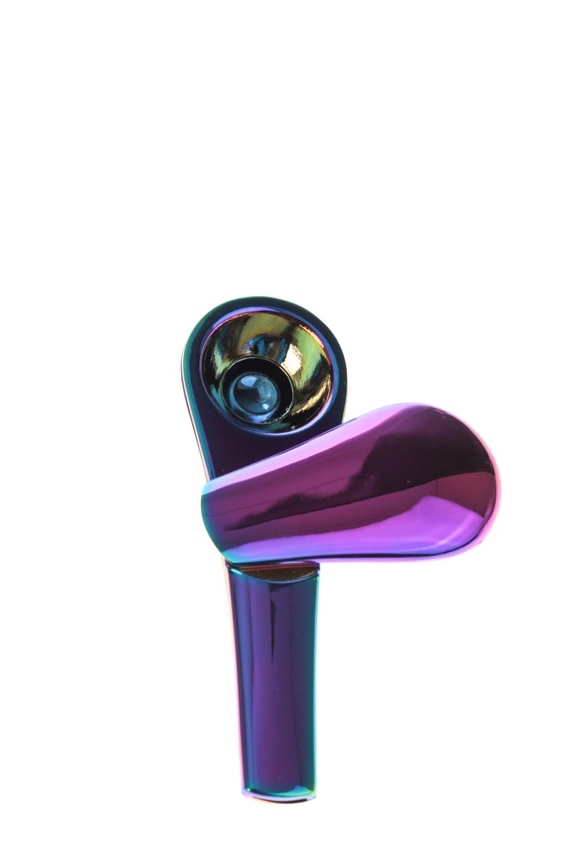 DankGeek NeoChrome Stealth Dry Pipe with Magnetic Cover, Iridescent 3.8" Hand Pipe