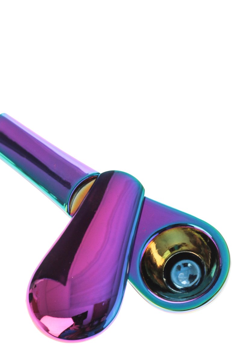 DankGeek NeoChrome Stealth Dry Pipe, Magnetic Cover, Portable Design, 3.8" Length, Iridescent