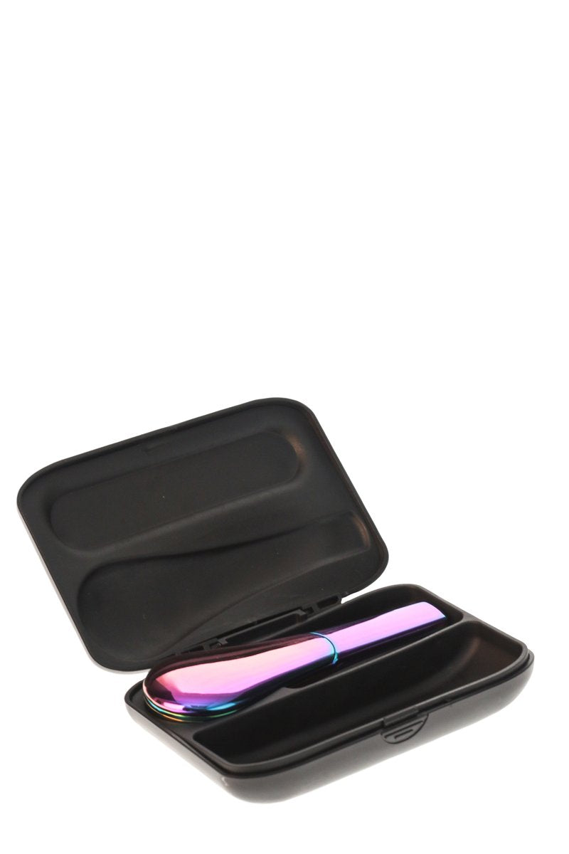 DankGeek NeoChrome Stealth Dry Pipe with Magnetic Cover, Iridescent Finish, Front View