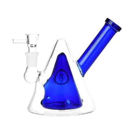 Chakra Nested Cones Glass Water Pipe in Blue - Borosilicate Glass - 5.5" Front View