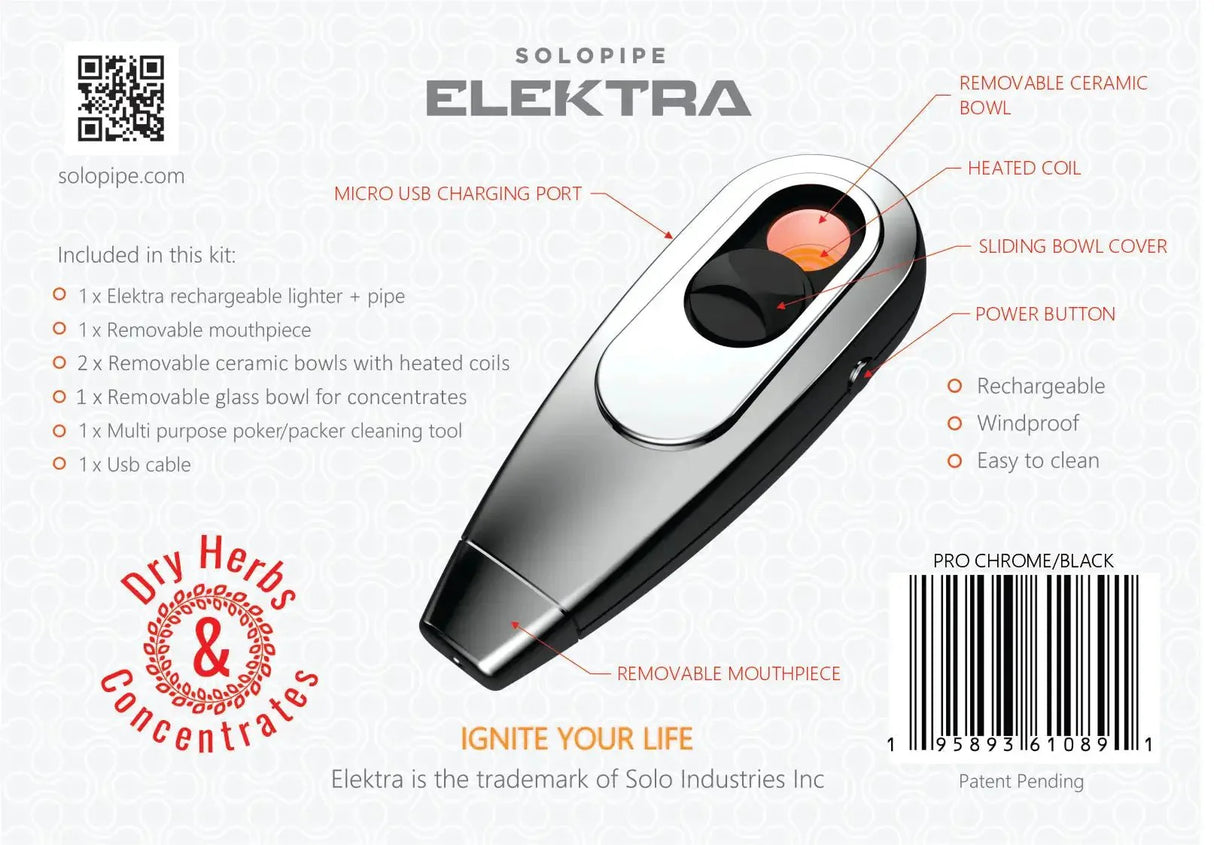 New Elektra All-In-One Rechargeable Pipe & Lighter Combo