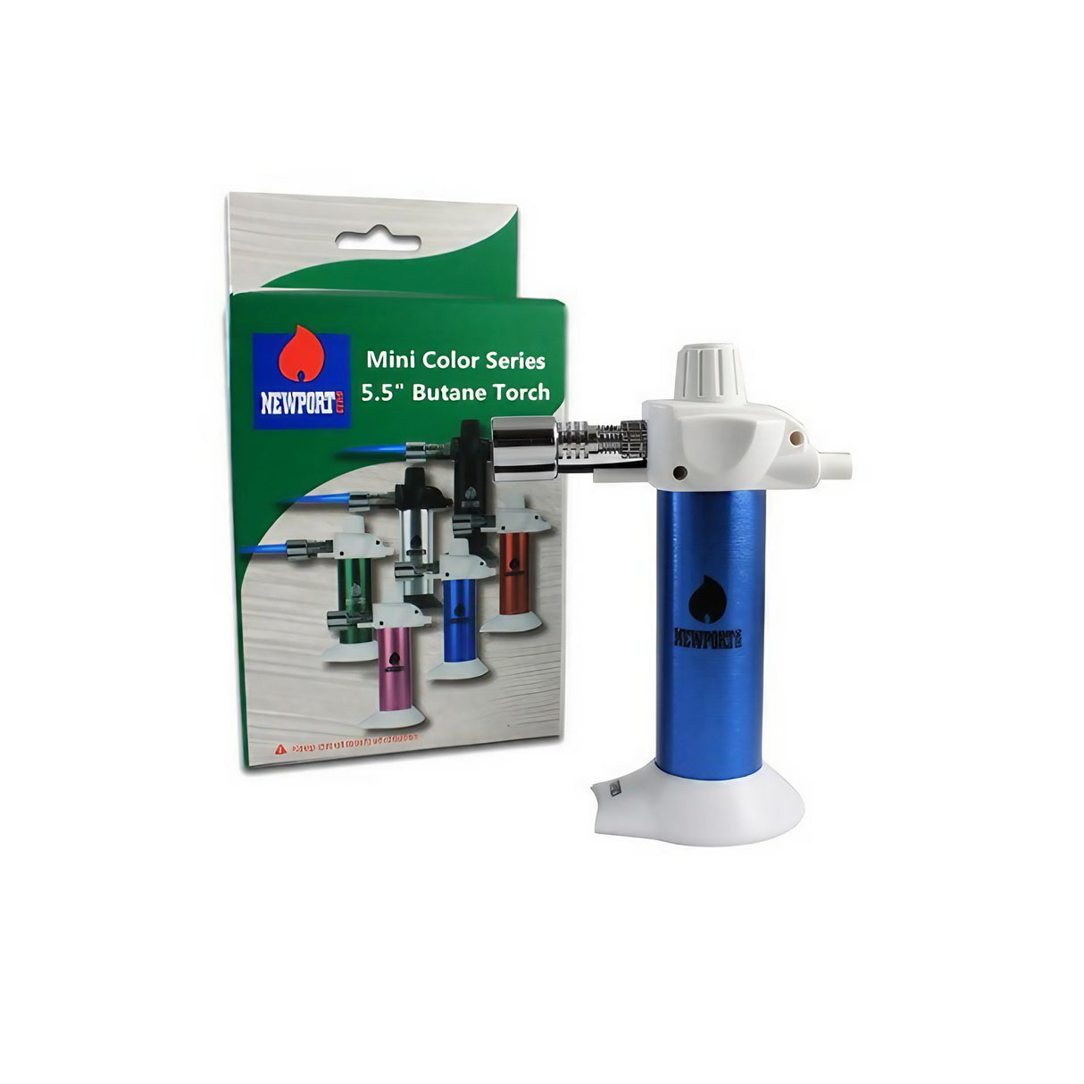 Newport Mini Torch Lighter in Blue - Compact and Easy for Travel with Packaging