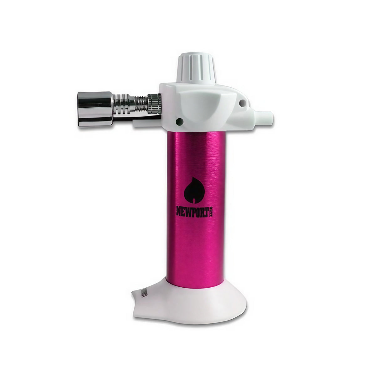 Newport Mini Torch Lighter in Pink - Front View on White Background, Ideal for Dab Rigs