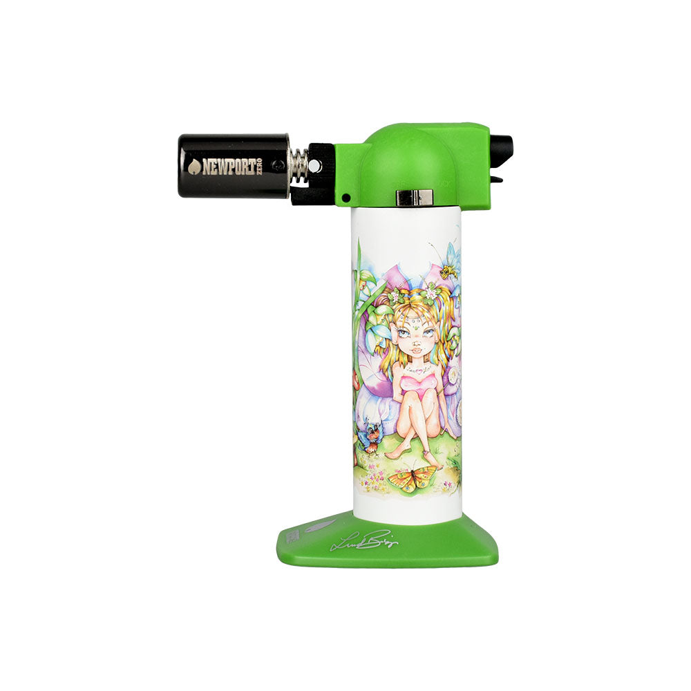 Newport Zero Linda Biggs Butane Torch with Fairy Design, Front View on White Background