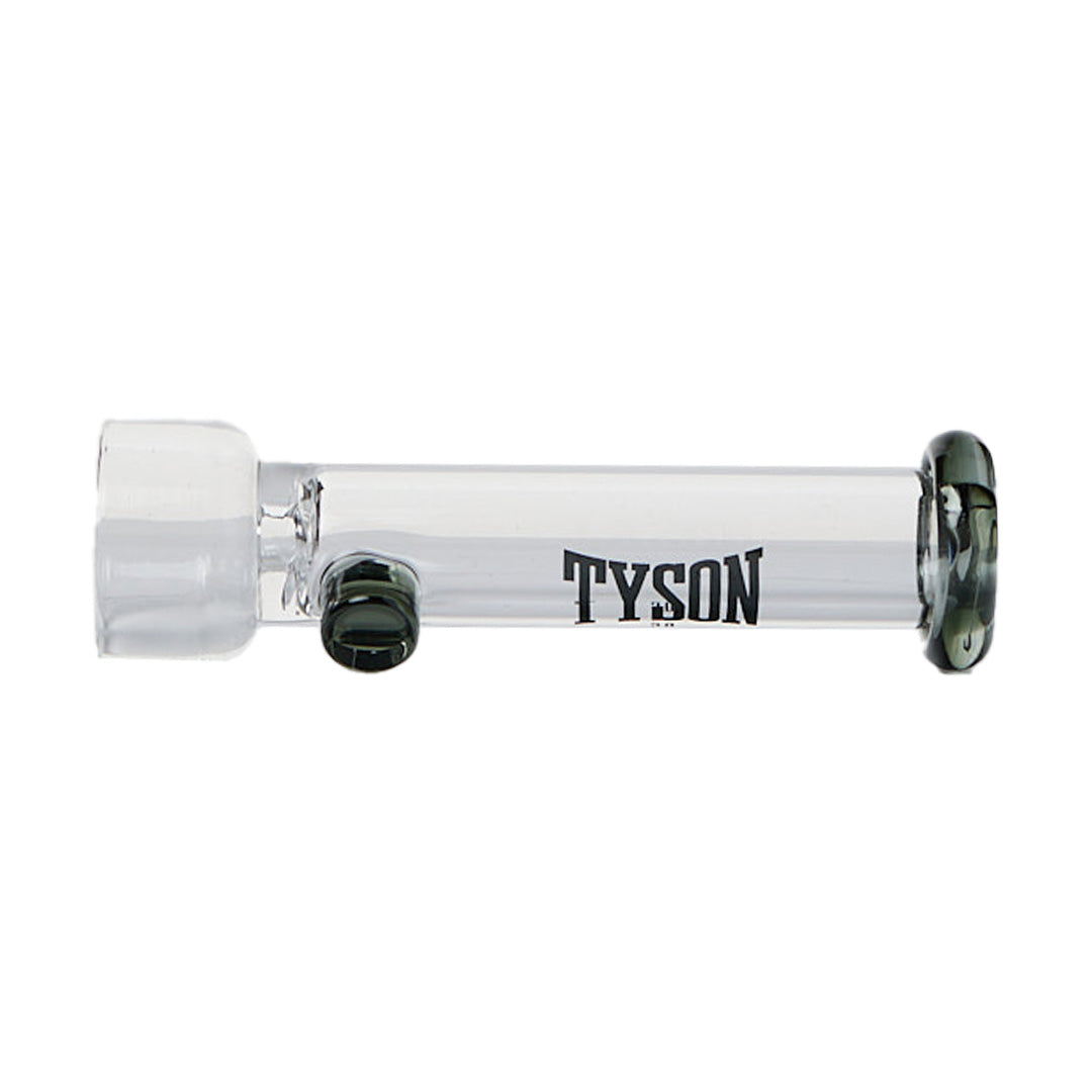 Tyson Jab One Hitter - Clear Borosilicate Glass Hand Pipe with Black Accents - Front View