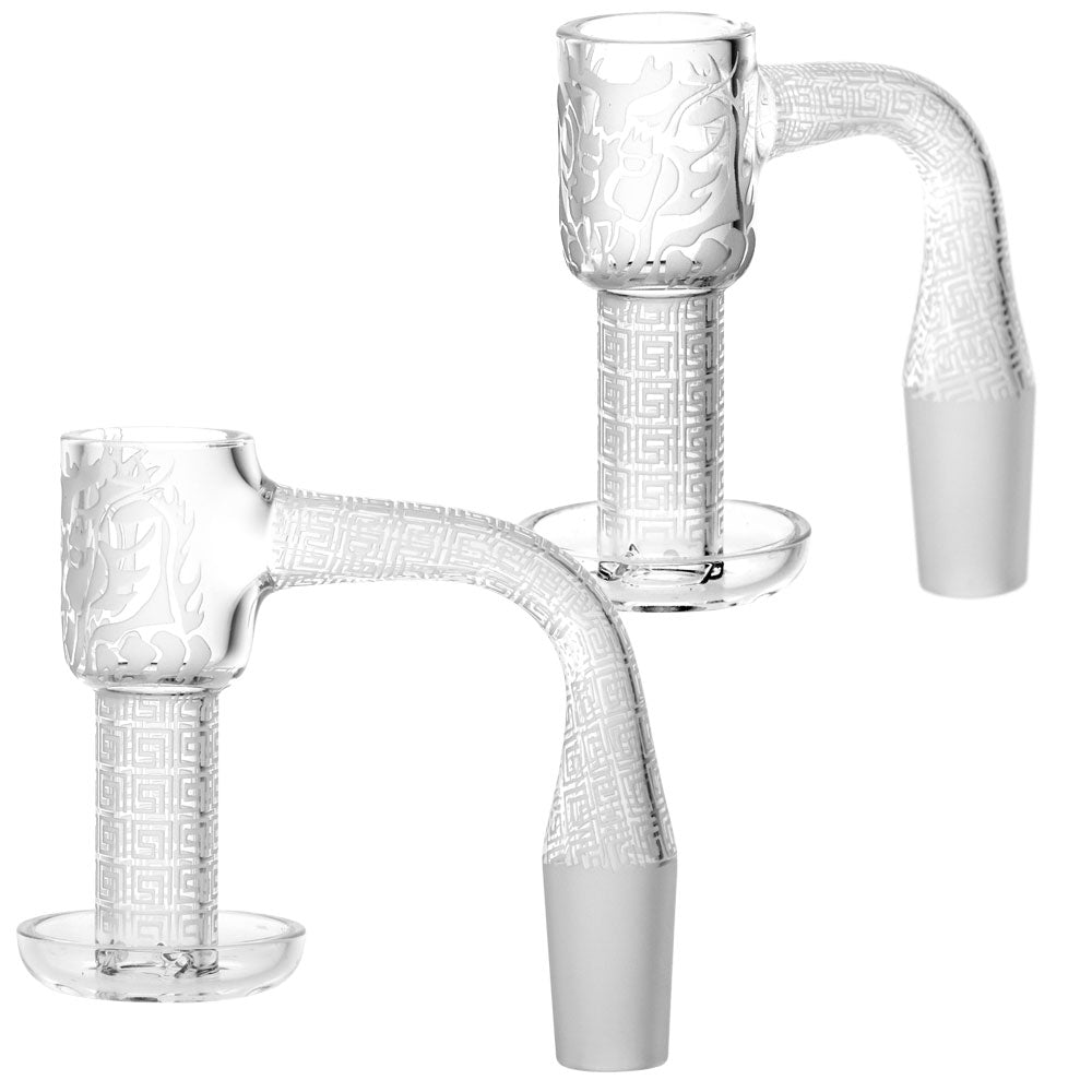 No Weld Quartz Terp Slurper Etched Banger for Dab Rigs, 45 and 90 Degree Angle Views