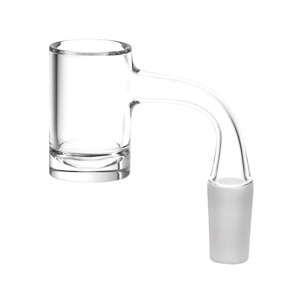 Clear Quartz Banger with Thick Bottom and Beveled Edge, 90 Degree Joint, Side View