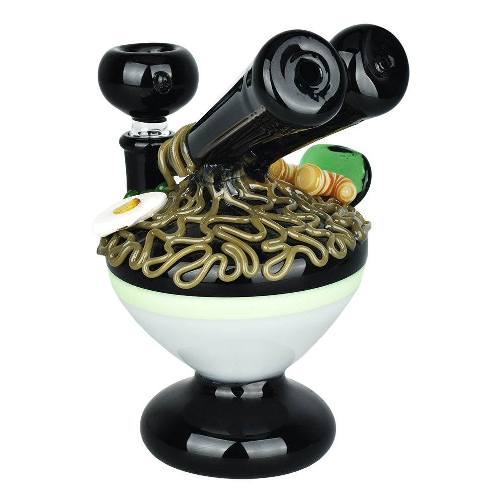 Noodle Dish Bubbler Hand Pipe, 6.25" tall, 14mm Female, Borosilicate Glass, Front View