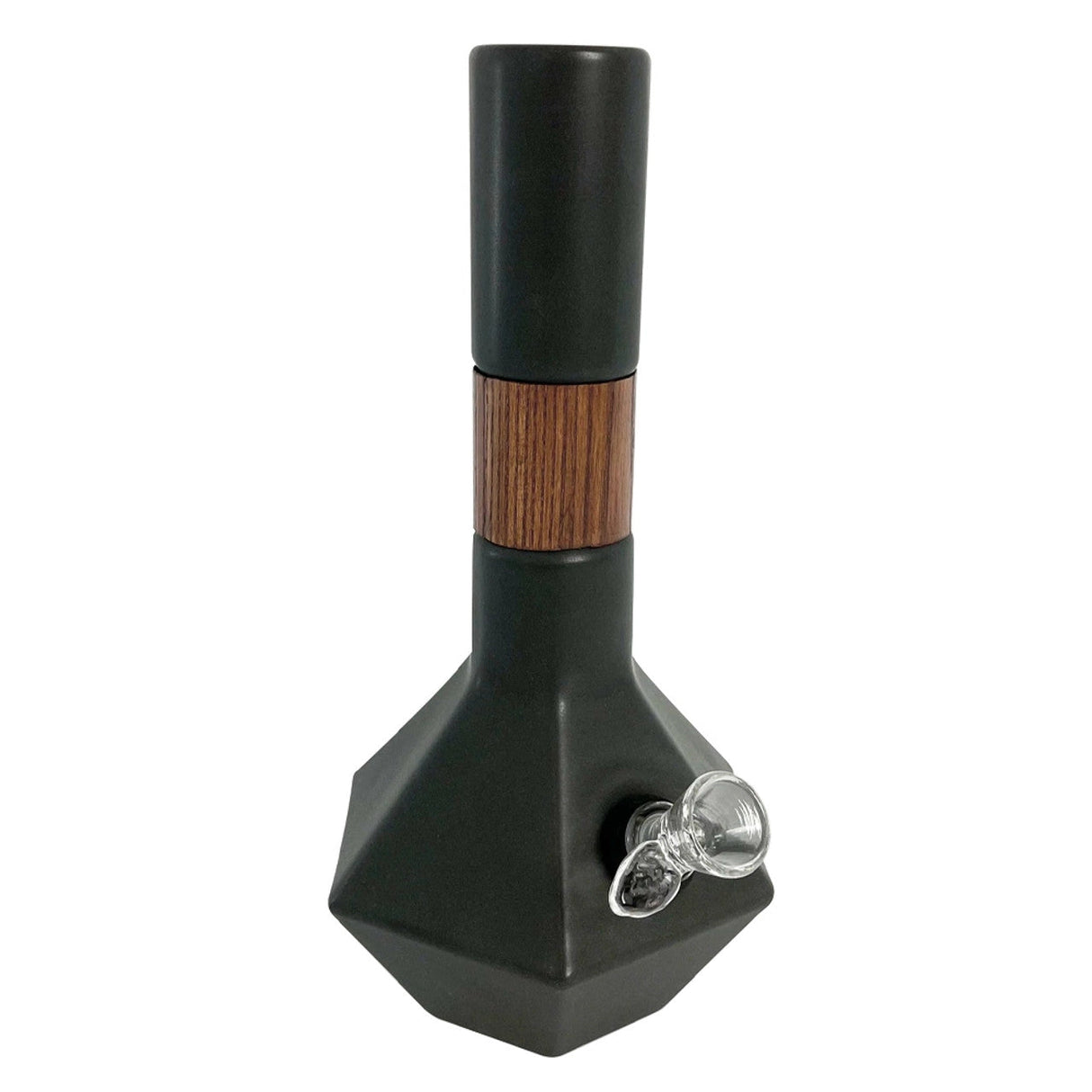 Oak and Earth Mahuta Water Pipe, 11" Tall, Front View on White Background, Canadian Craftsmanship
