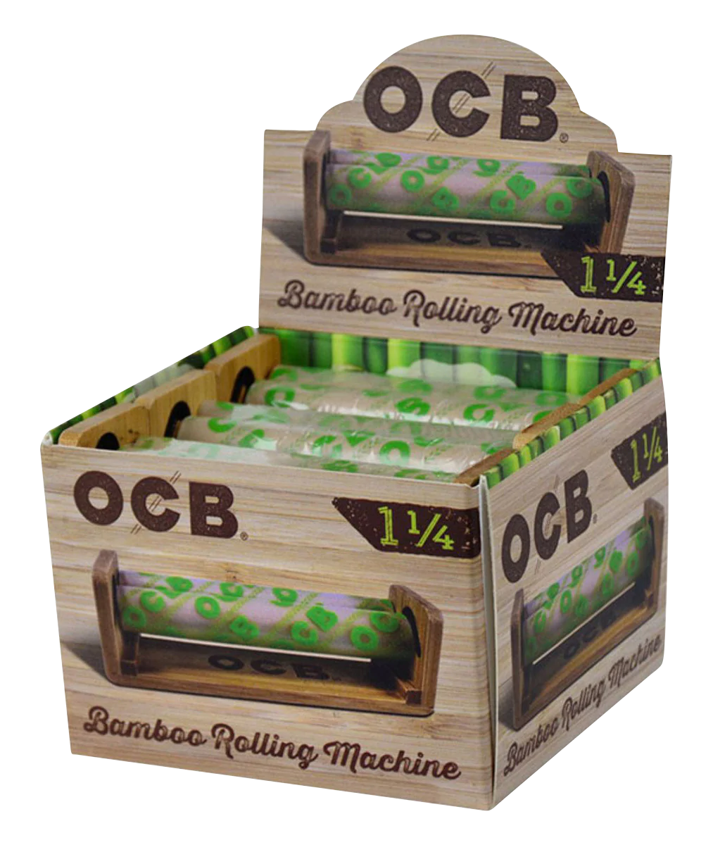 OCB 1 1/4" Bamboo Rollers 6-Pack display box for easy rolling of dry herbs
