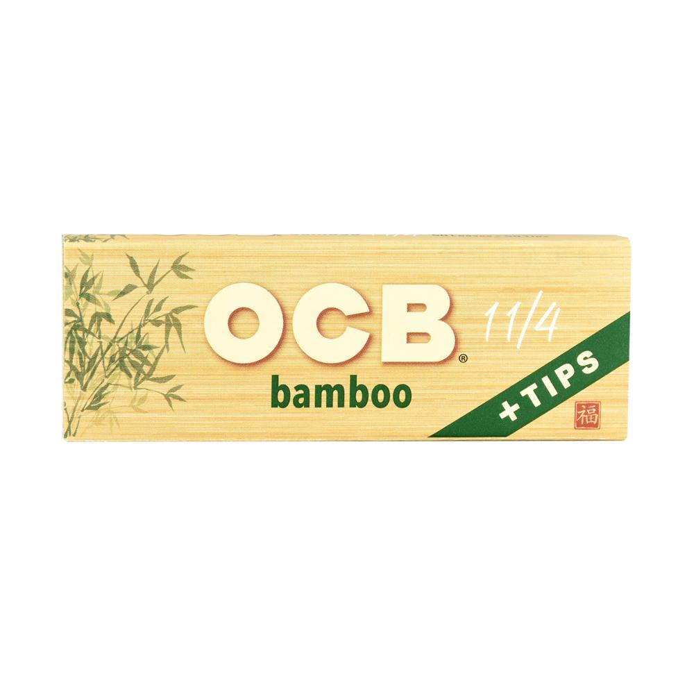 OCB Bamboo Slim Rolling Papers Front View with Tips for Easy Rolling