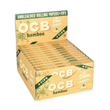OCB Bamboo Slim Rolling Papers with Tips, Display Box Open Front View
