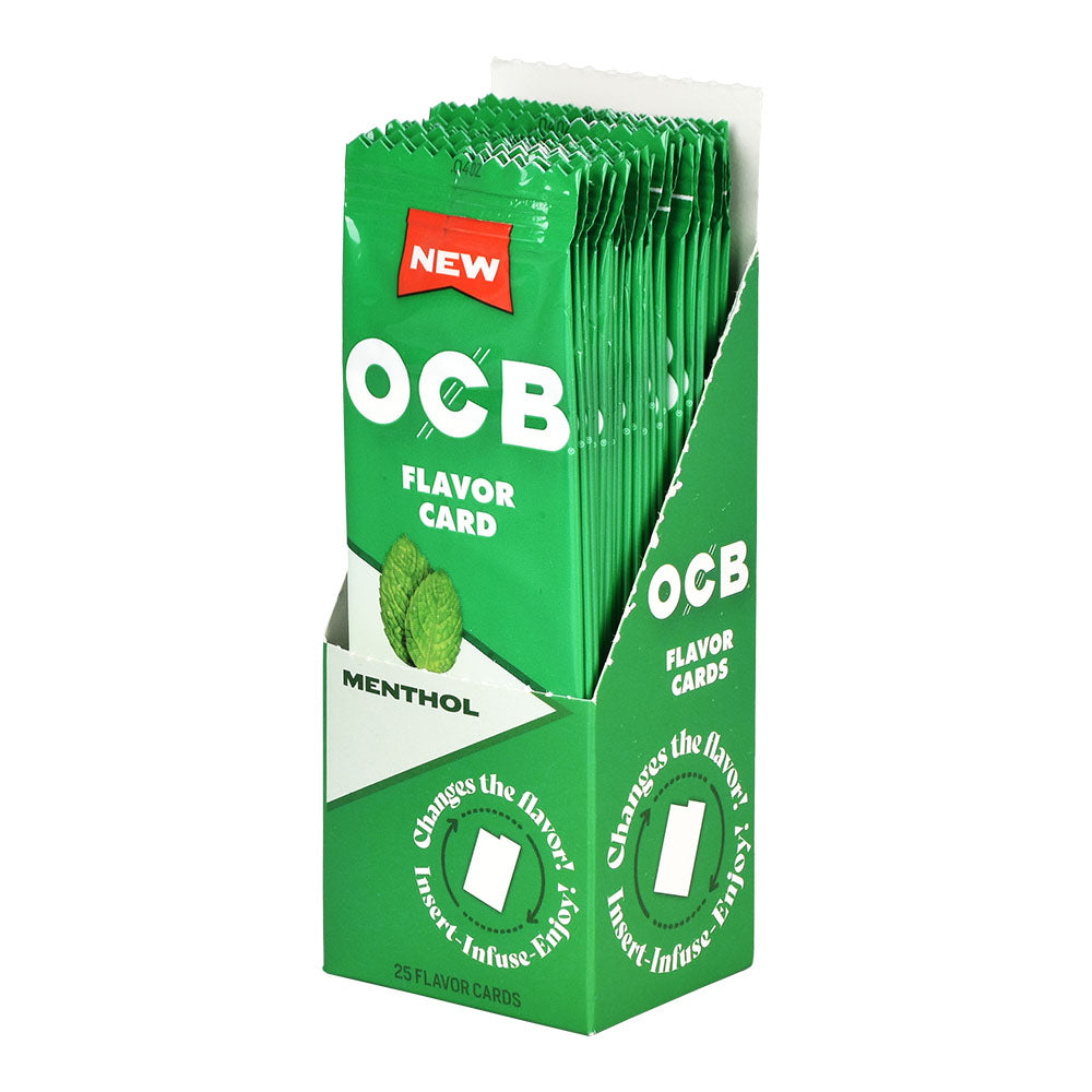 OCB Flavor Card Menthol 25pc Display, front view on seamless white background
