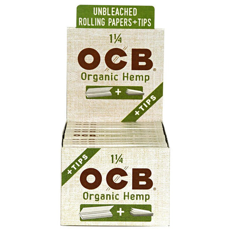 OCB Organic Hemp Rolling Papers with Tips, front view on white background
