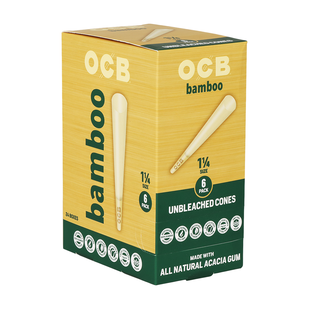 OCB Unbleached Bamboo Pre-Rolled Cones | 24pk Display