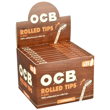 OCB Virgin Pre-Rolled Tips 20 Pack display box front view on white background