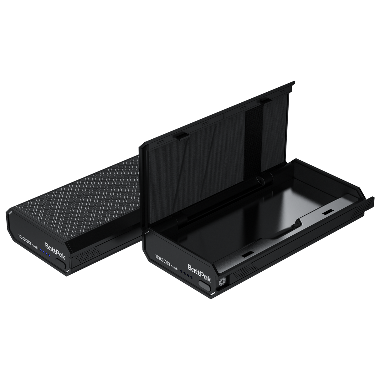 Octave Batt Pack Power Bank & Travel Safe open view, showcasing compartments and power connectors