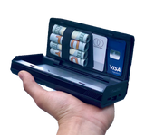 Octave Batt Pack Power Bank & Travel Safe with cash and cards, handheld open view