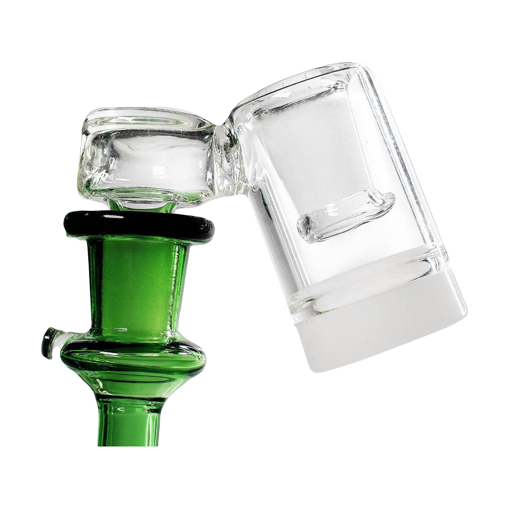 PILOT DIARY 14mm Oil Reclaim Catcher at 45 Degree Angle Attached to Green Bong