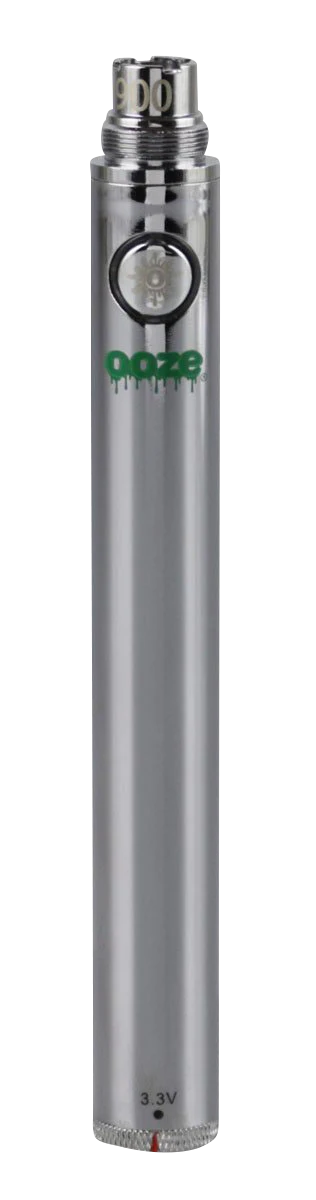 Ooze Adjustable Twist Battery in Silver, 5 Pack - Front View with Voltage Indicator