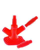 Ooze Banger Hanger Silicone Stand in Red, versatile storage for bangers, front view on white background