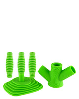 Ooze Banger Hanger Silicone Banger Stand in vibrant green, ideal for 14mm and 18mm joints, front view