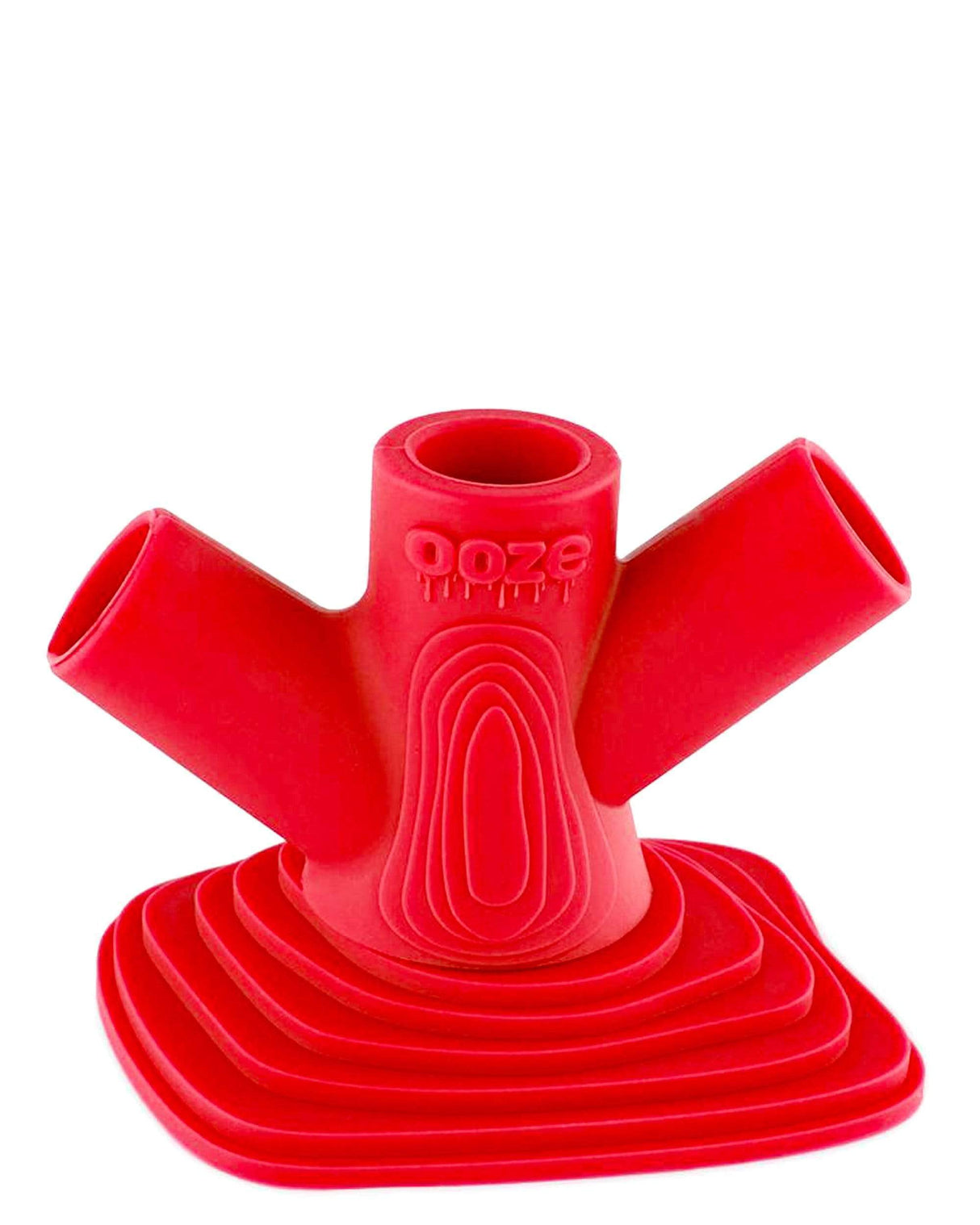 Ooze Banger Hanger Silicone Stand in Red, Front View, for 14-19mm Joints, Durable & Easy Storage