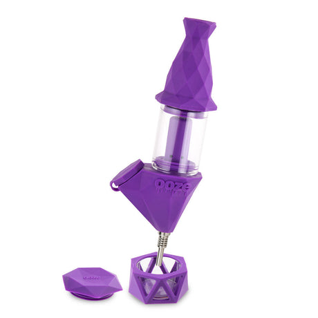 Ooze Bectar Silicone Glass Hybrid 2-in-1 Bubbler in Purple, Front View with Cap Off