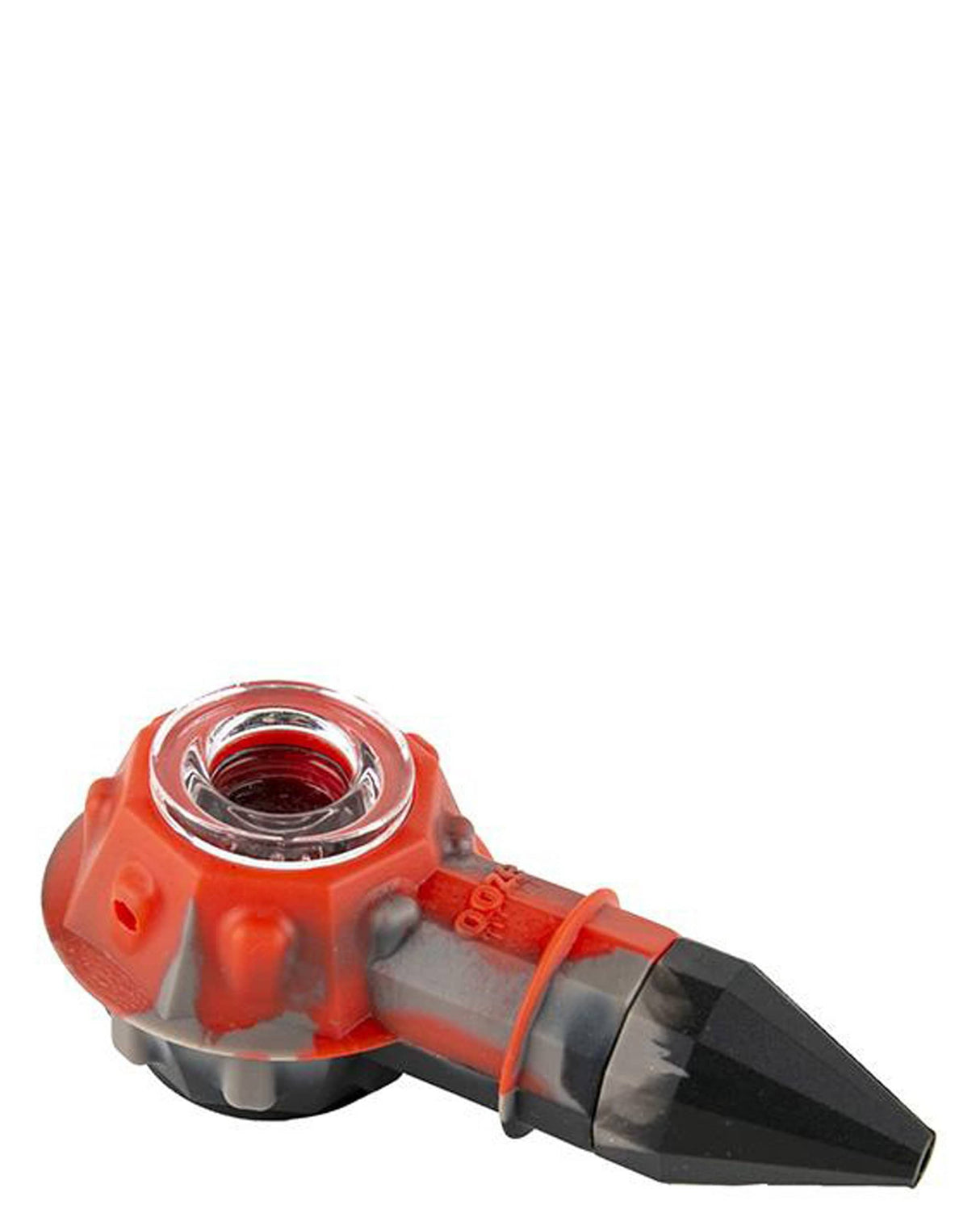 Ooze Bowser Silicone Pipe in Red - Durable Spoon Design with Quartz Bowl - Top View