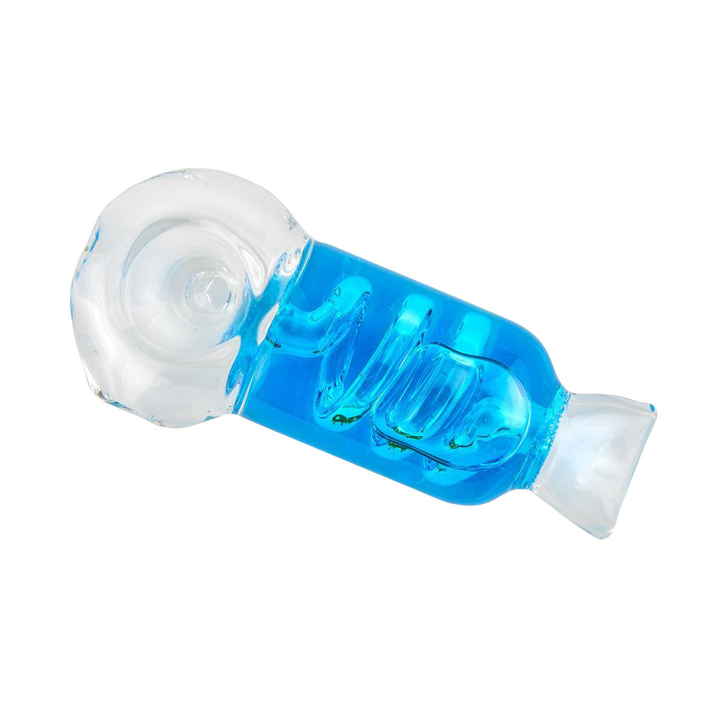 Ooze Cryo Freezable Pipe in Blue, Borosilicate Glass Spoon Design, Top View